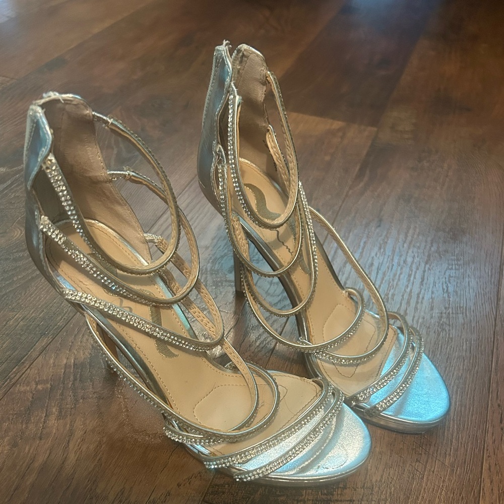 Nina Silver Strappy Heels
